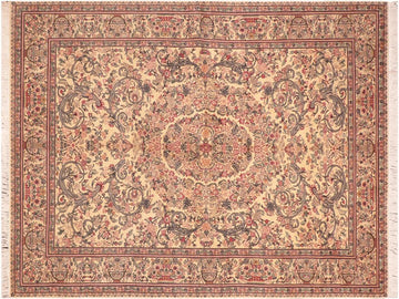 handmade Traditional Tamour Beige Pink Hand Knotted RECTANGLE 100% WOOL area rug 6x10